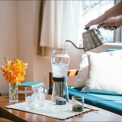 Pouring water into the Hario Shizuku Cold Brewer