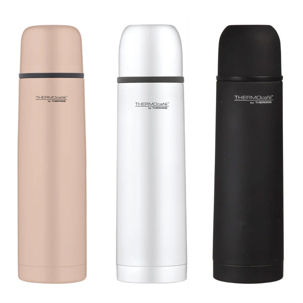 thermos thermocafe travel coffee flasks all in a row