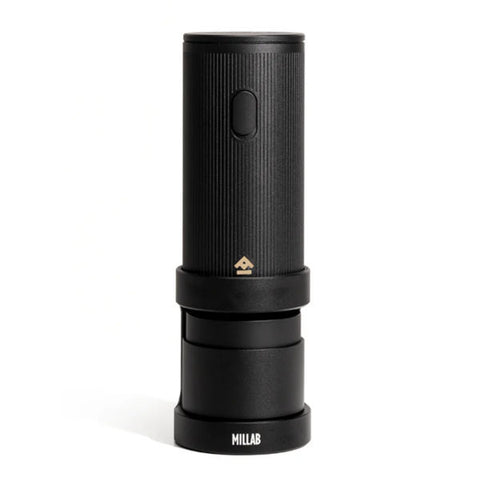 Timemore x Millab E01 portable electric coffee grinder in stand