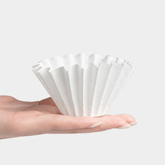 Hand holding Timemore Basket B75 Filter Papers