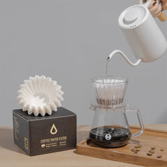 Timemore Crystal Eye pour-over scene with B75 Filter Papers