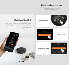 Timemore Black Mirror Dot Coffee Scale infographic operations explanation