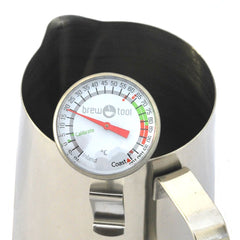 Brew Tool Milk Frothing Thermometer In Jug Top View
